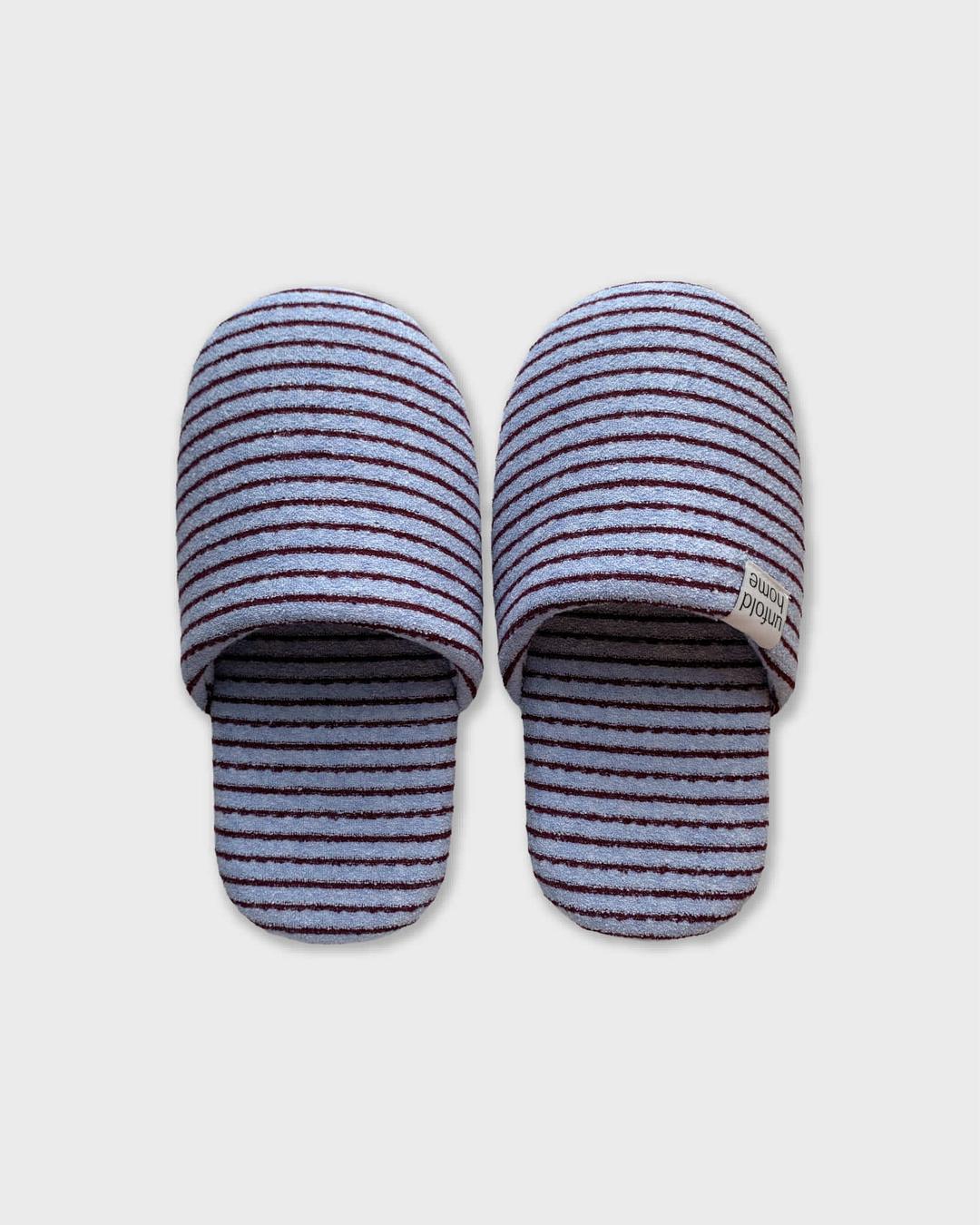 Stripe terry room shoes (blue-burgundy)