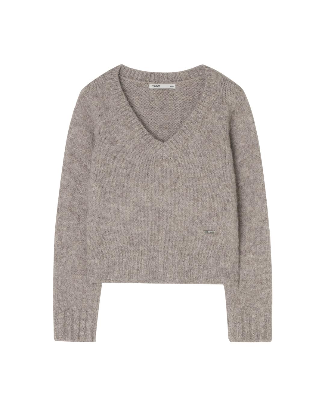 WINTER V-NECK WOOL KNIT_COCOA