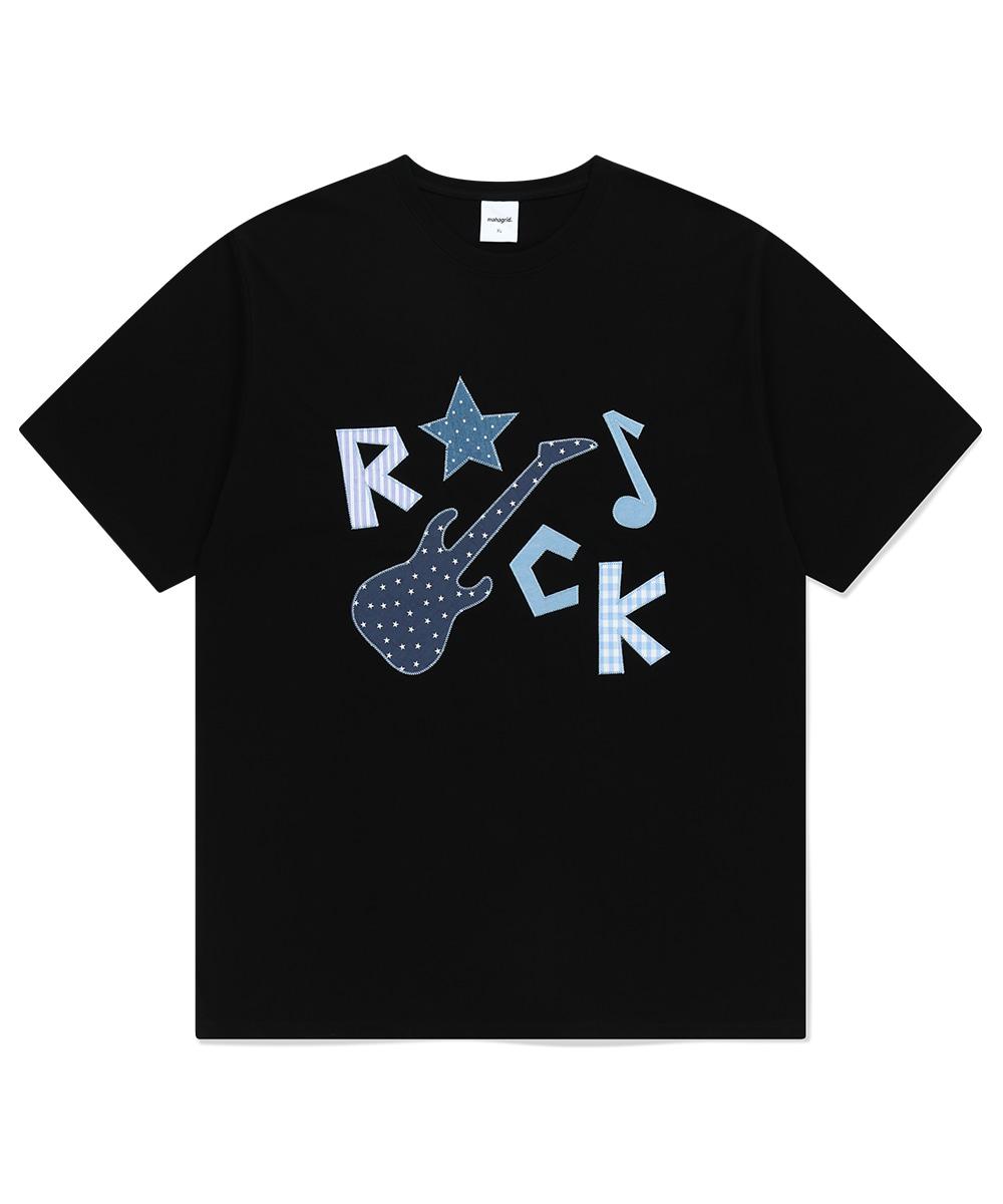 [S size Shipping Begin 8/18]ROCK STAR APPLIQUE TEE[BLACK]