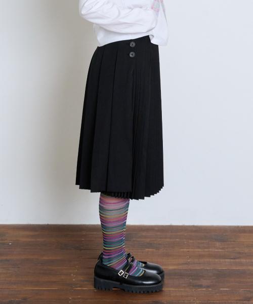 DOUBLE MOOD WRAP PLEATED SKIRT