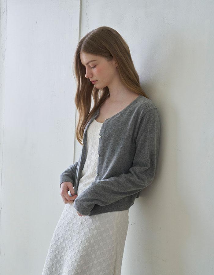 Clara knit cardigan_melange gray