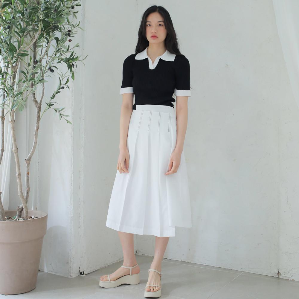 [P/A BY PAUL&ALICE]COLOR BLOCK KNIT / BLACK