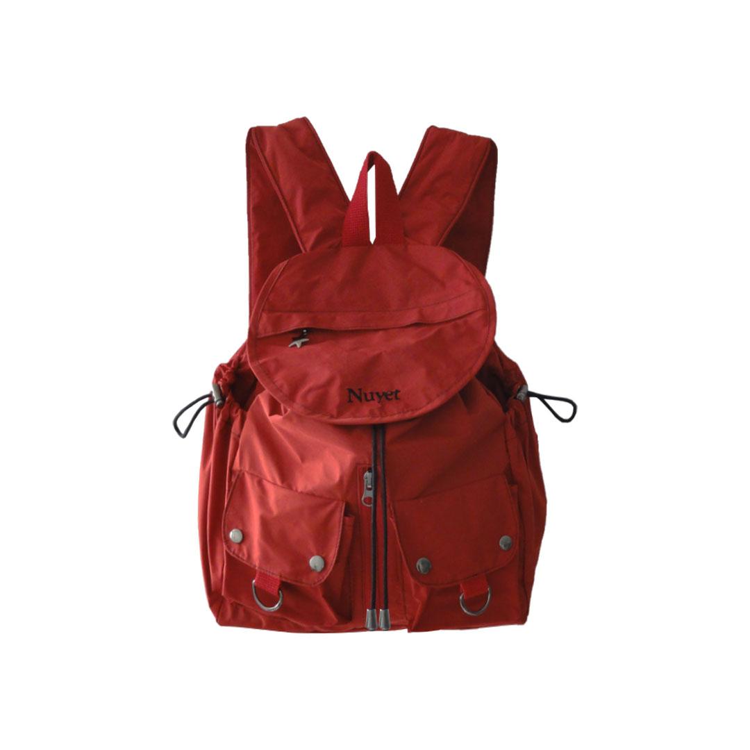 Red round pocket backpack