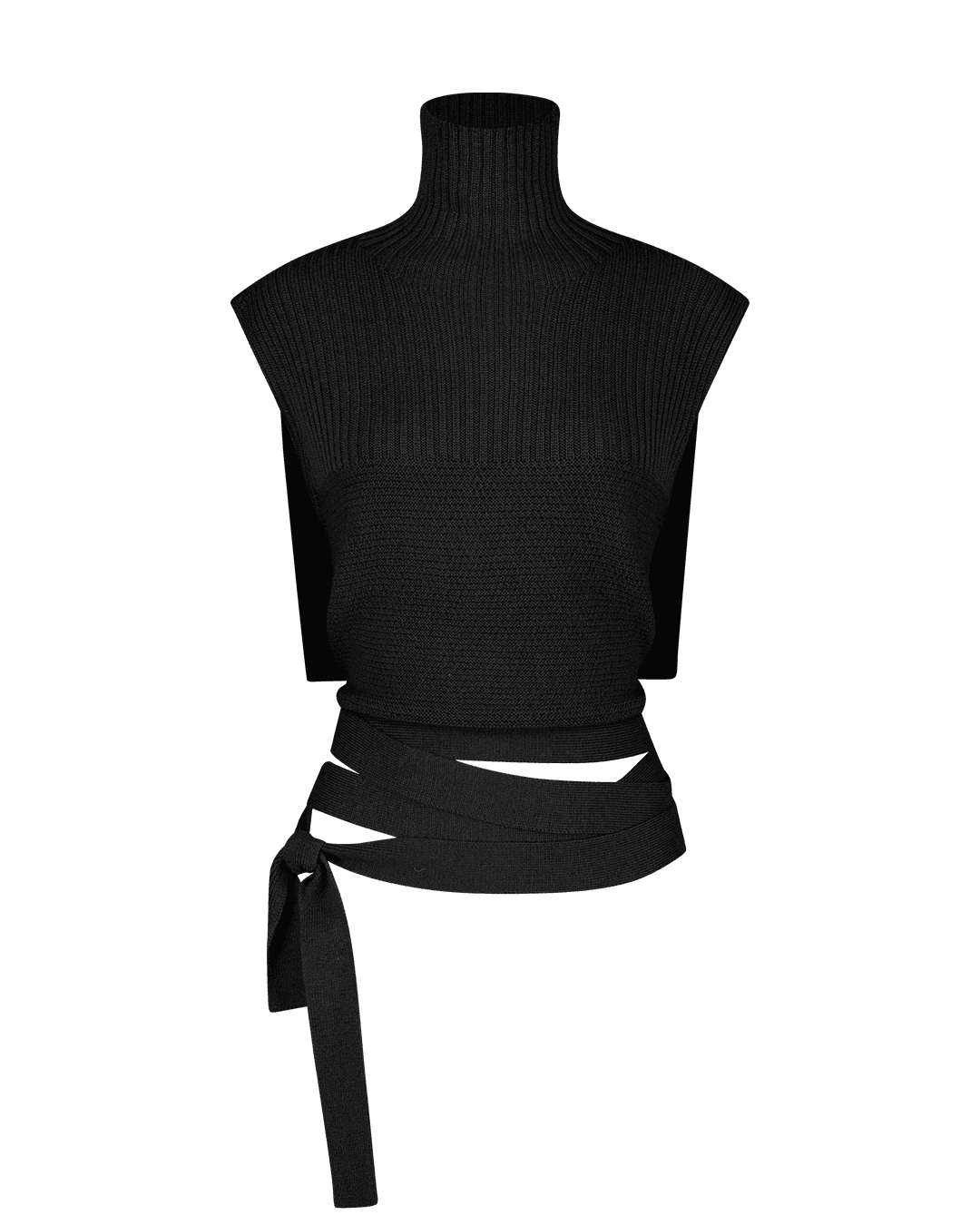 BONDAGE HIGH-NECK VEST IN WOOL / BLACK