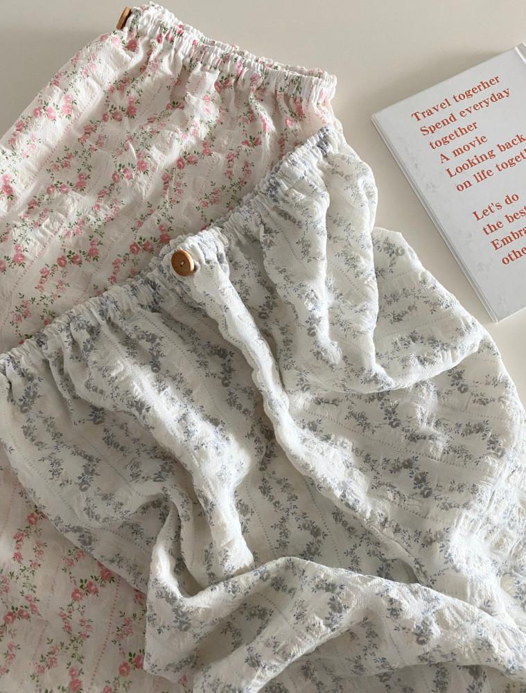 러블리 플라워 실내복 파자마 잠옷 바지 예쁜 잠옷 코튼 레이온 파자마