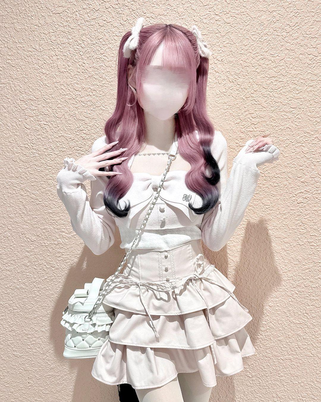 ビッグリボンハートチェーンアンサンブルトップス シエルブルー | ファッション通販＆メディアMyColor ～マイカラー～