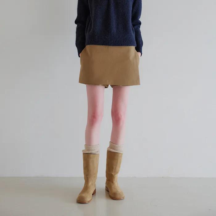 클래식 스웨이드 랩 스커트 팬츠_Nubuck Beige
