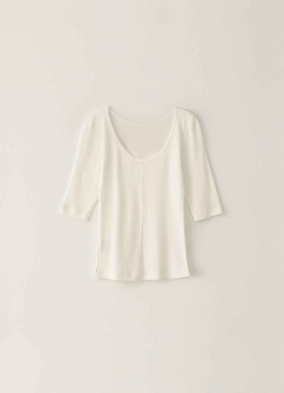 6TH / Scoop Half-Sleeved T-Shirt - Ivory