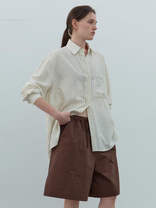 스트라이프 루즈핏 셔츠 (크림)