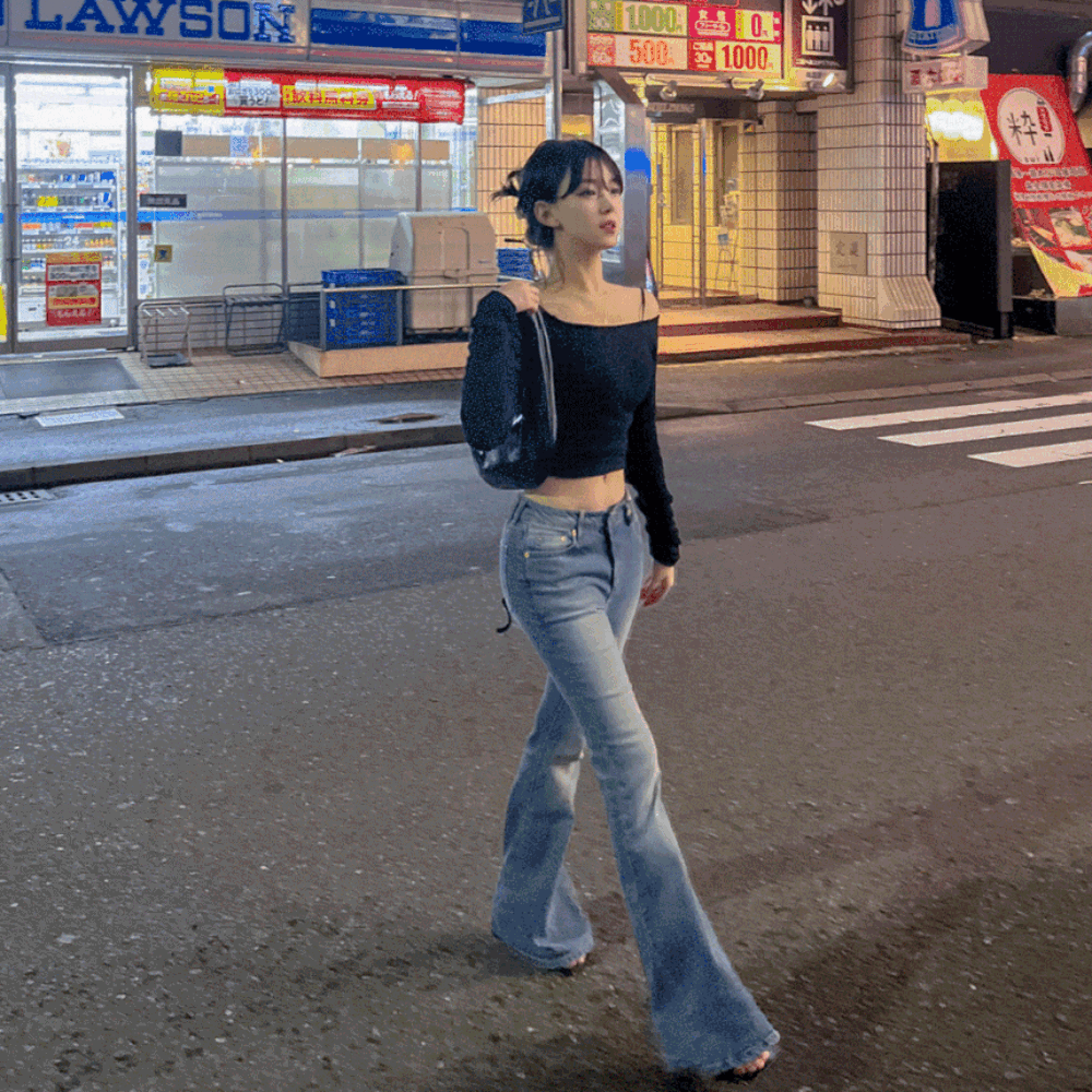 무배🚀 [골반볼륨💙Y2K] 군살제로 콜라병 허리잘록 사계절 탄탄 세미 부츠컷 로우라이즈 롱 청바지 데님 팬츠 중청 S M L