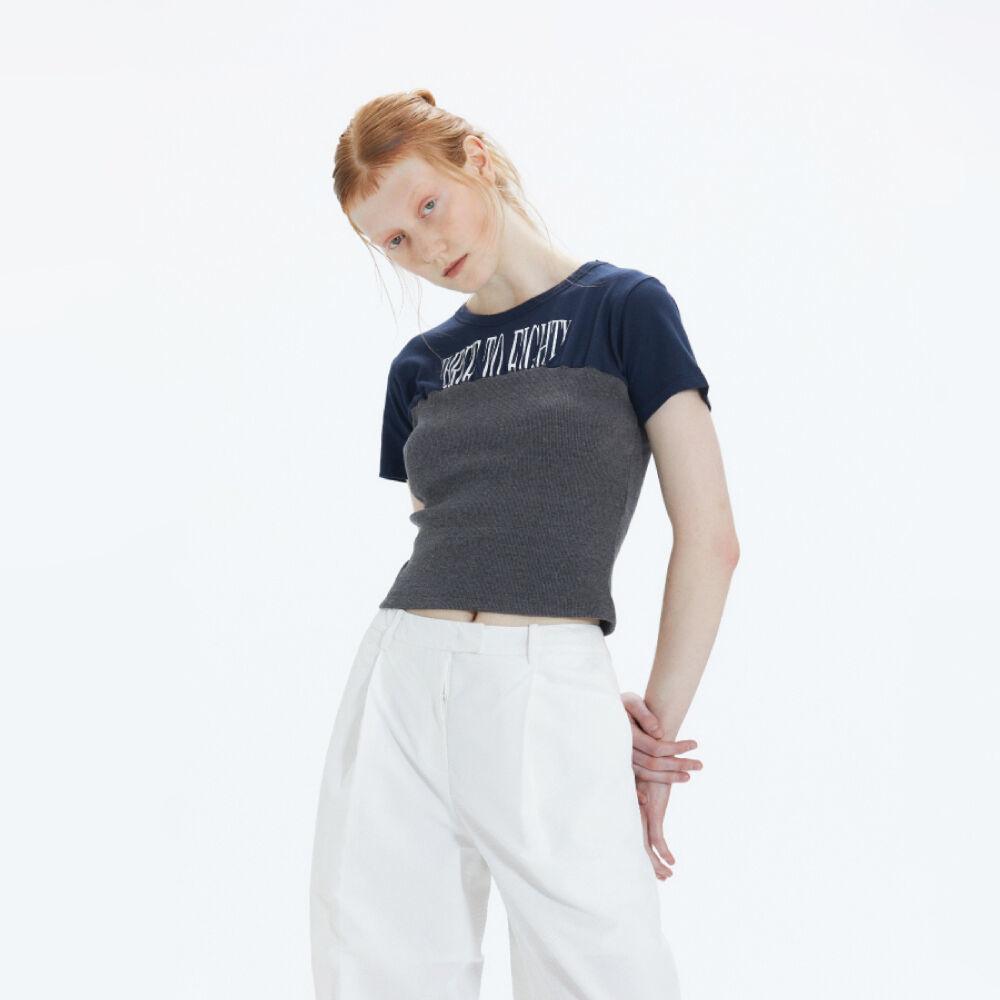 [8/25 순차발송]  Layered Tube Top T-shirt (Navy)