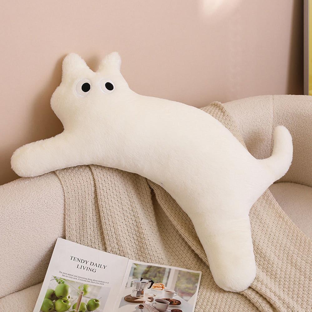 힐끔 고양이 컬러 롱쿠션 귀여운 쿠션 모찌 선물 동물 애착인형 바디필로우 화이트