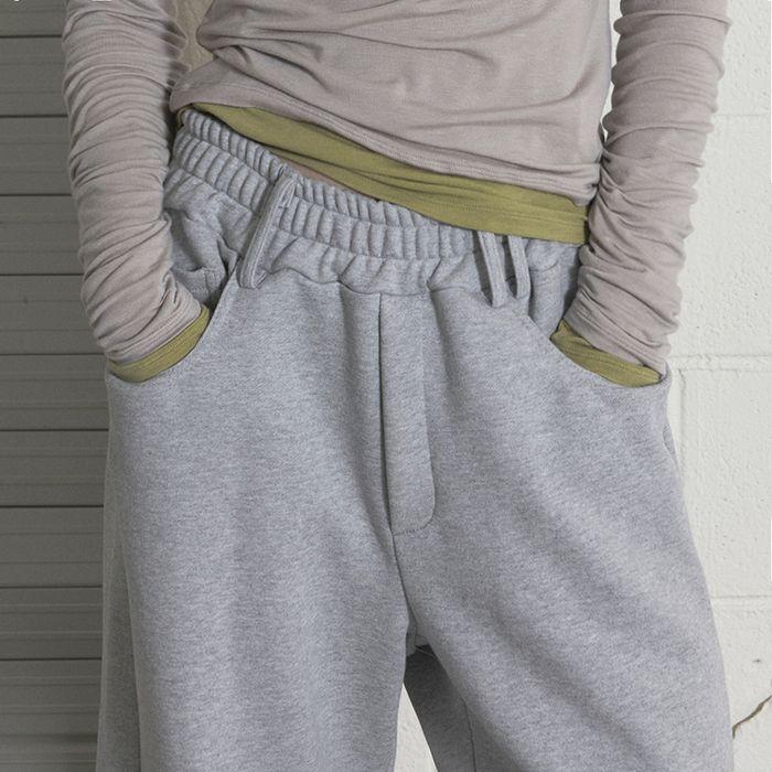BELT LOOP SWEAT PANTS - GREY