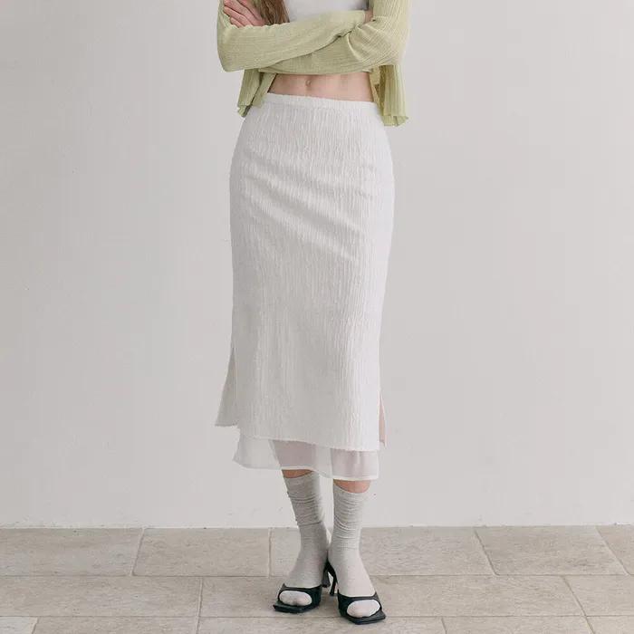 Layered Sheer Skirt, White