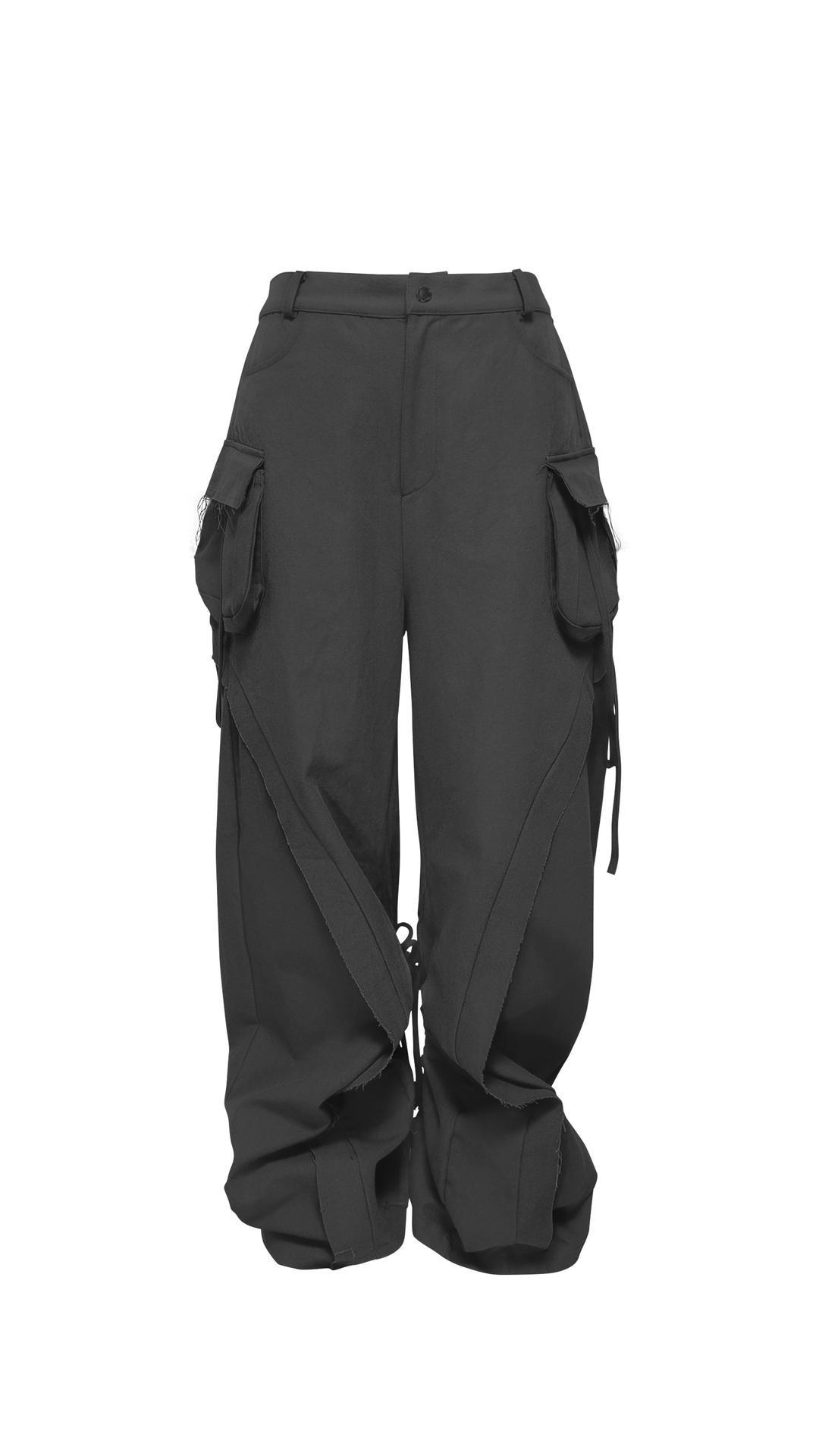 [jung do] CUT OUT STRING CARGO PANTS (BLACK)
