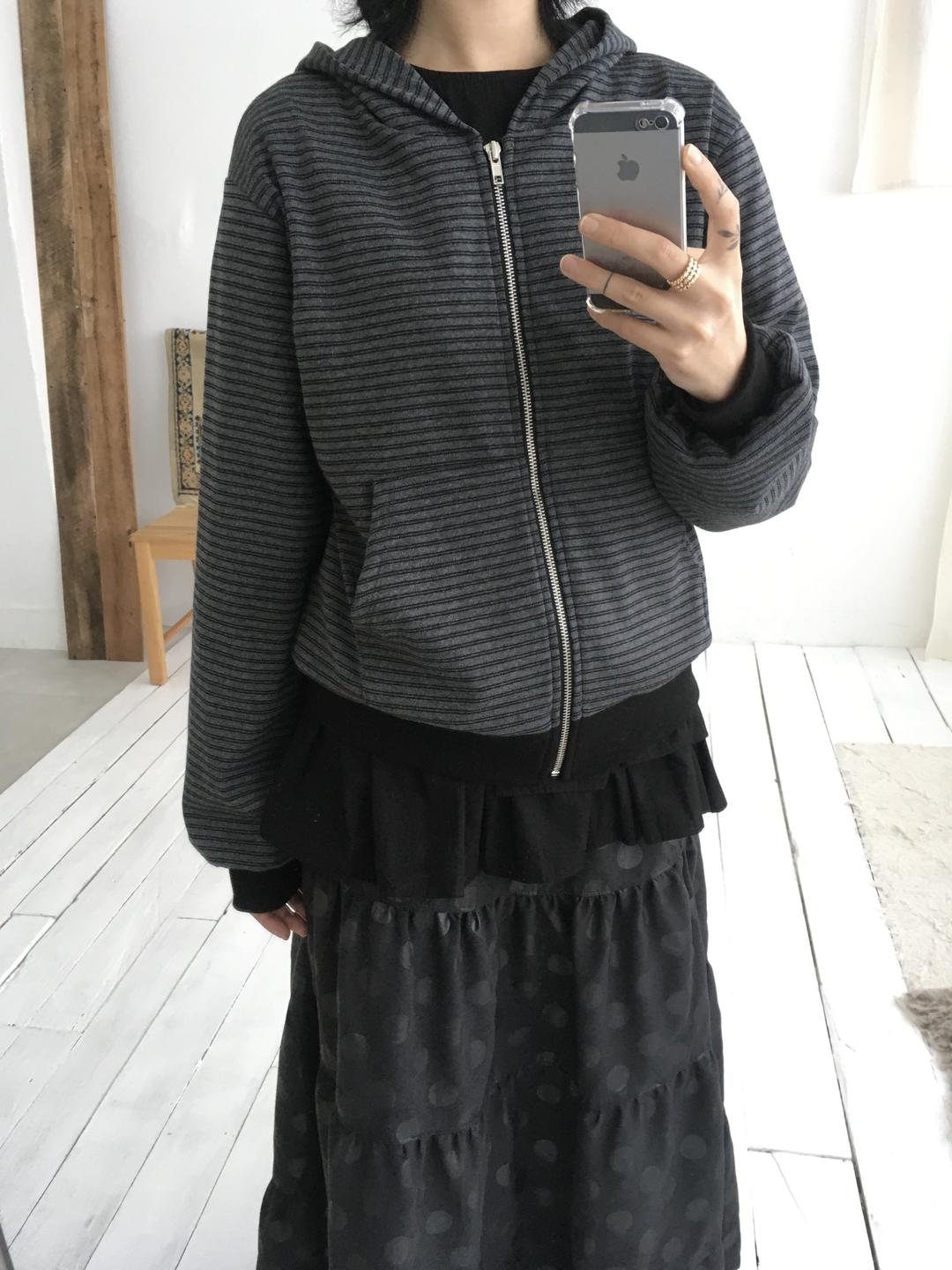 롤린 단가라 후드집업 (2color)