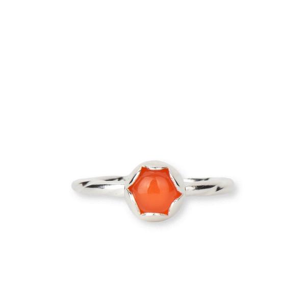 FLOWER BEZEL STONE RING(CARNELIAN)