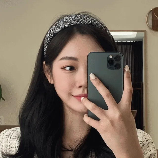 트위드체크 하이틴 아이유 머리띠