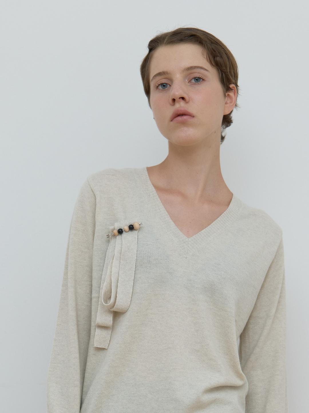 [1차 리오더] WOOD BEADS SAFETY PIN_BLACK MIX