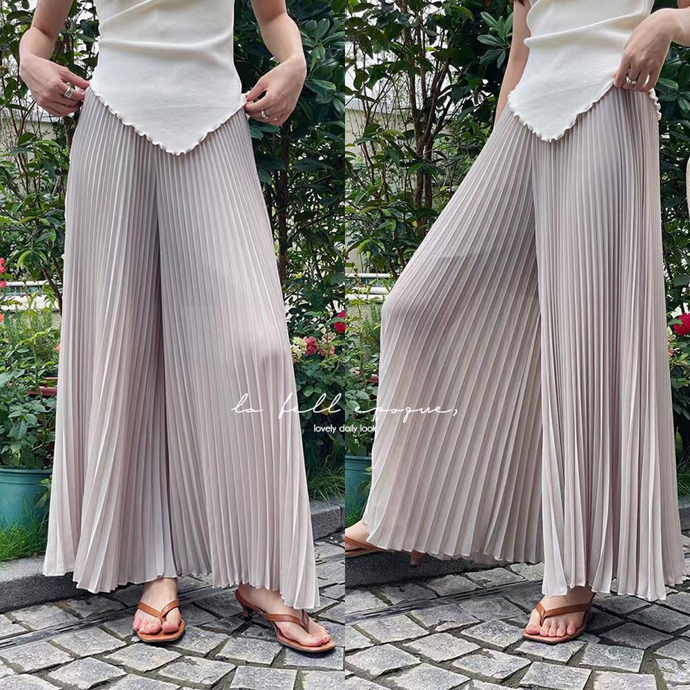 벤시 여름 하이웨스트 플리츠 주름 큐롯 와이드 치마 바지