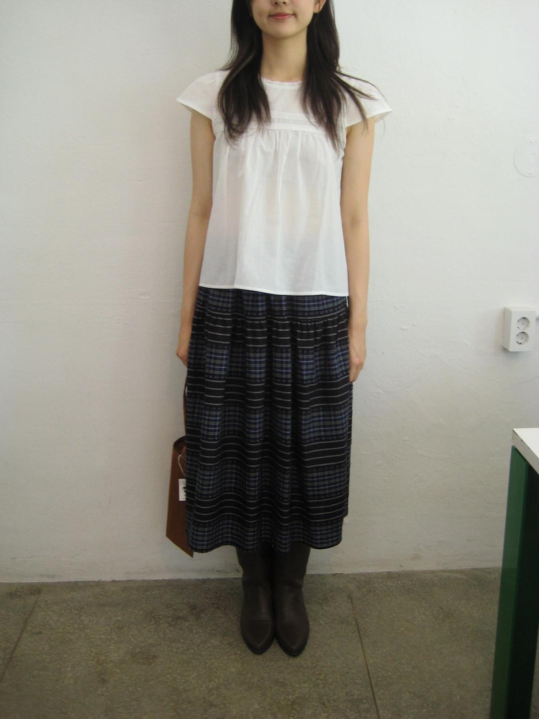 two-way mixed check skirt