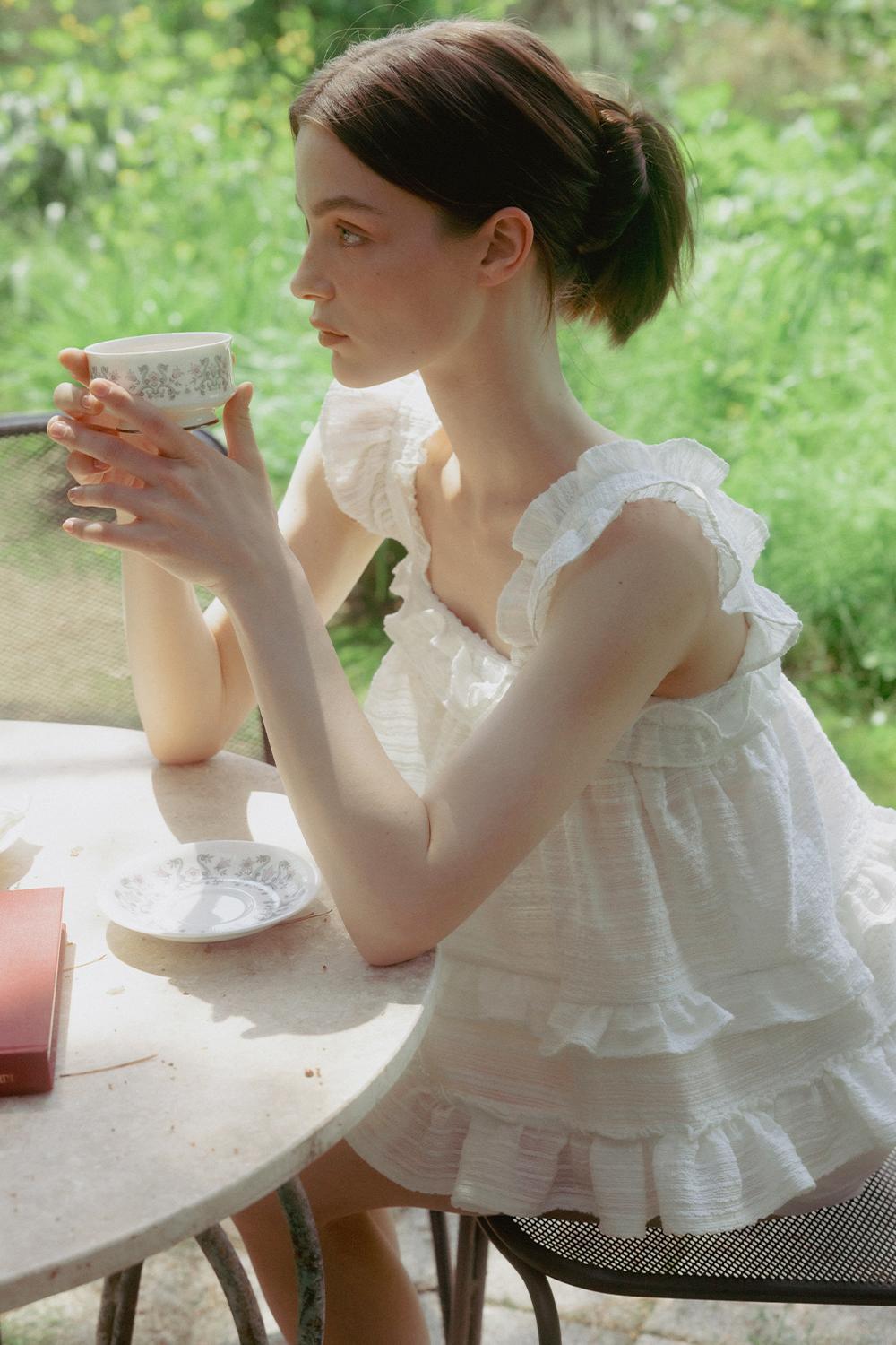 [6/5 예약배송] SUMMER TWEED RUFFLE BLOUSE_TT4S109IV