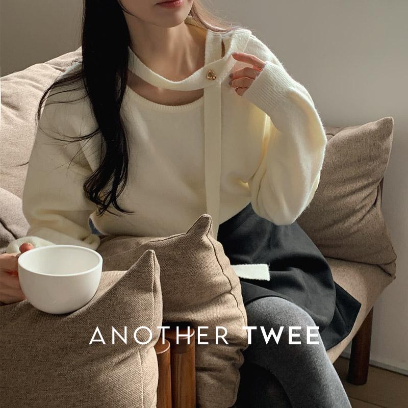 머플러니트✨오늘출발(블랙)🚀#제작 [tnt0708] 로비나 하트 버튼 초커 라운드 니트(라운드니트,초커니트,머플러니트,루즈핏니트,긴팔니트,연말룩,하객룩)