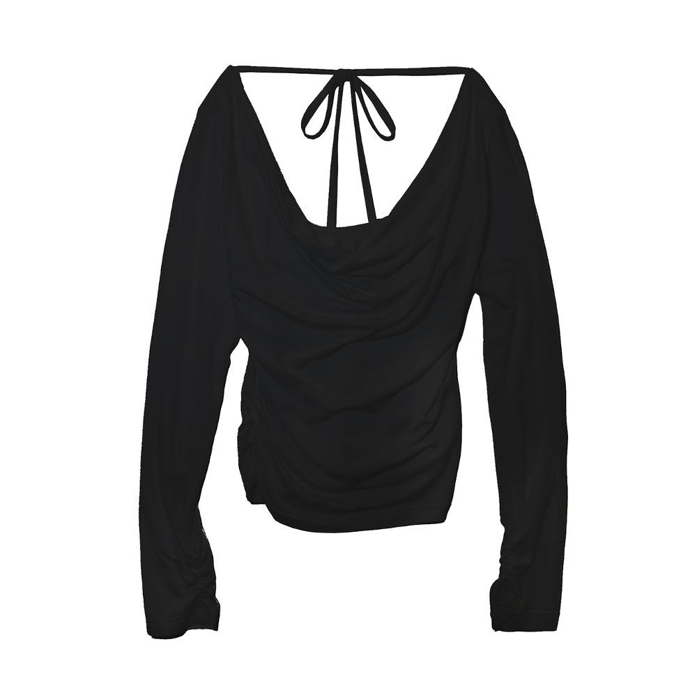 Modal Cowl Neck T_BLACK