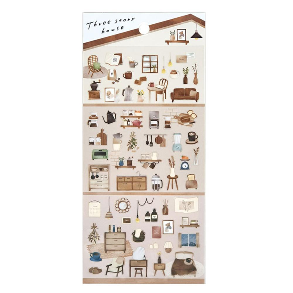 마인드웨이브 Three story house 스티커 brown / 81157