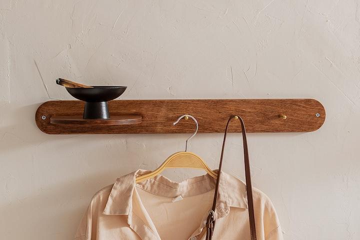 우드 슬림 코트랙 벽걸이 선반 2colors