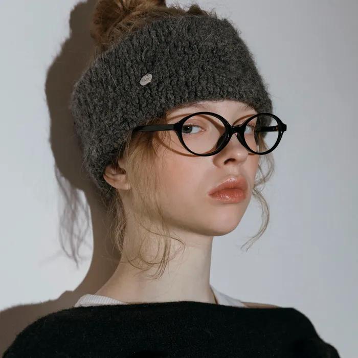 [RABBIT FUR] COIN HAIR BANDANA_CHARCOAL