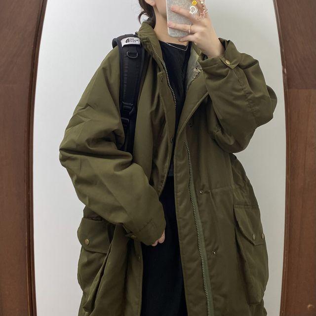 누빔 패딩 롱야상(블랙/그레이/카키)_키무엔드_2