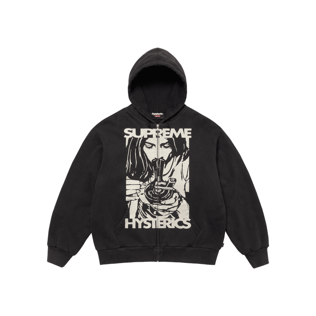 Supreme x Hysteric Glamour Thermal Lined Zip Up Hooded Sweatshirt Black - 24FW