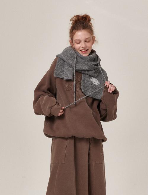Serra Wool Hooded Muffler Grey