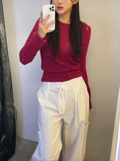 슬림 데미지 니트 (3color)