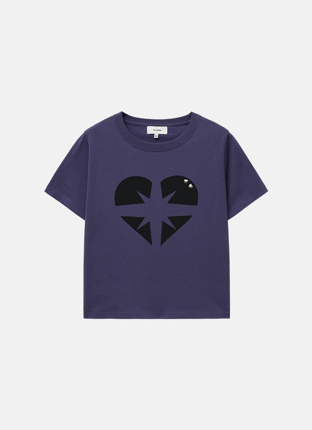 HEART SYMBOL STUD CROP TOP dark purple
