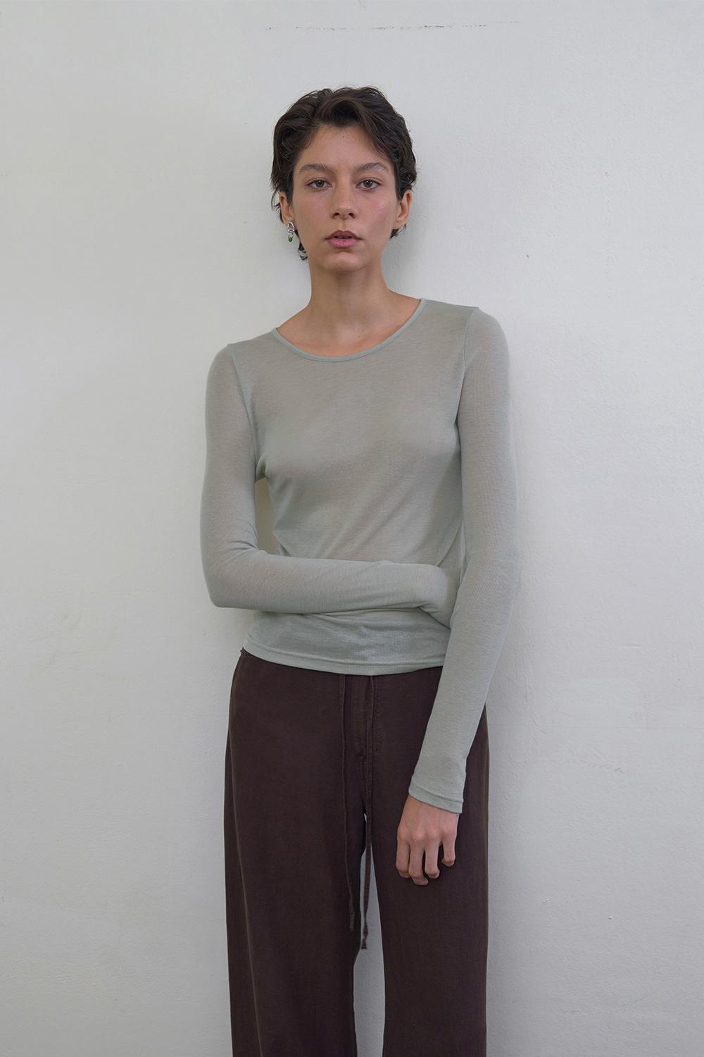 Basic Long Sleeve Top_Light Khaki