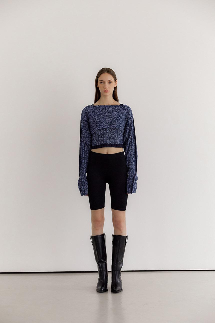 Lining sleeveless bolero set_Navy