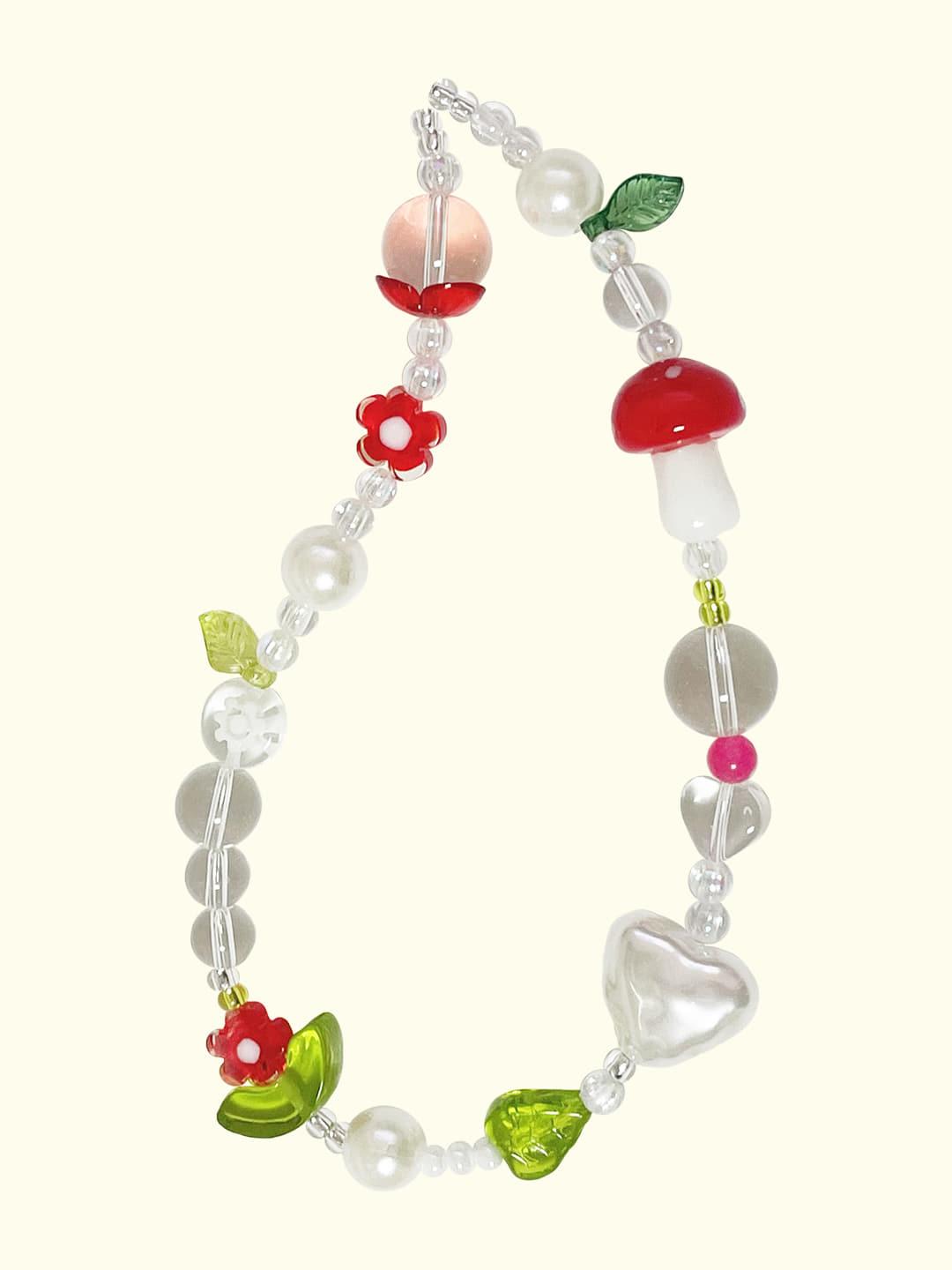 red mushroom strap keyring