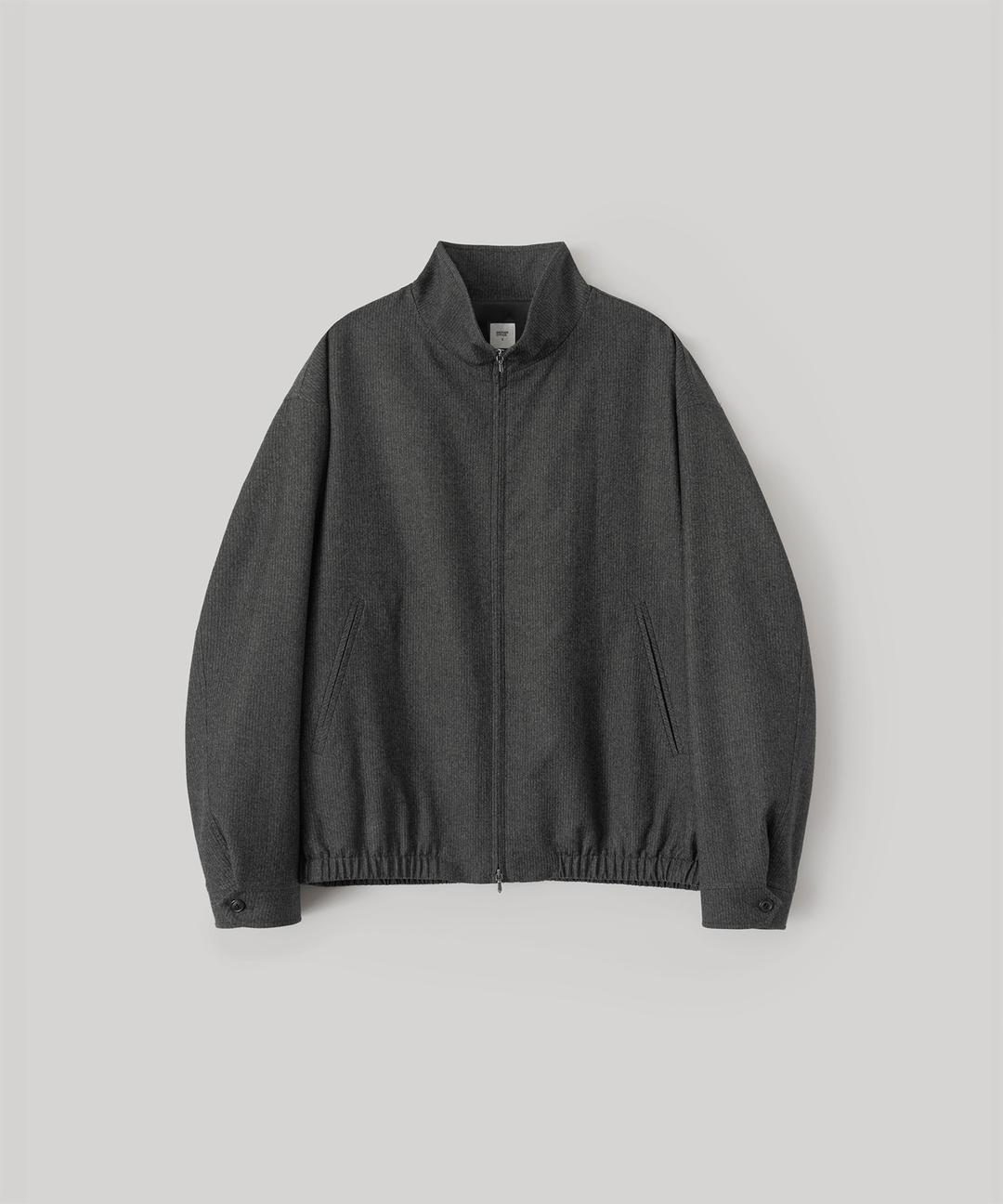 Wool Serge Track Blouson (Charcoal Stripe)