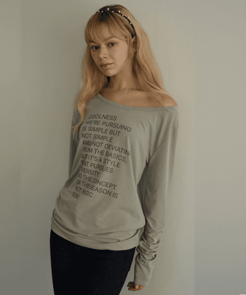 레터링 루즈핏 롱슬리브(그레이)
