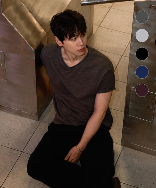 [스토커즈X드로우핏] 슬럽 코튼 브이넥 티셔츠 [5color]