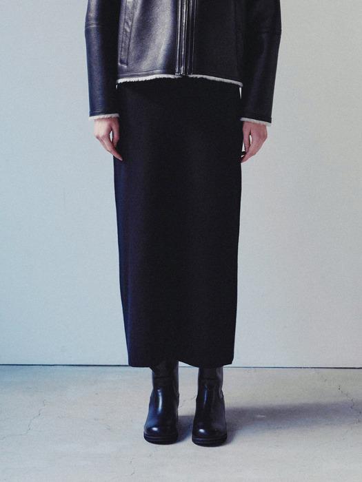 마리아 메리노울 스트레이트 스커트 블랙
