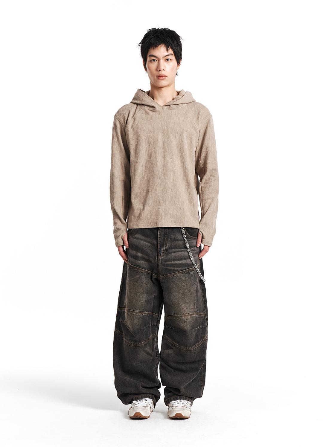 Washed Biker Denim Pants (Black)