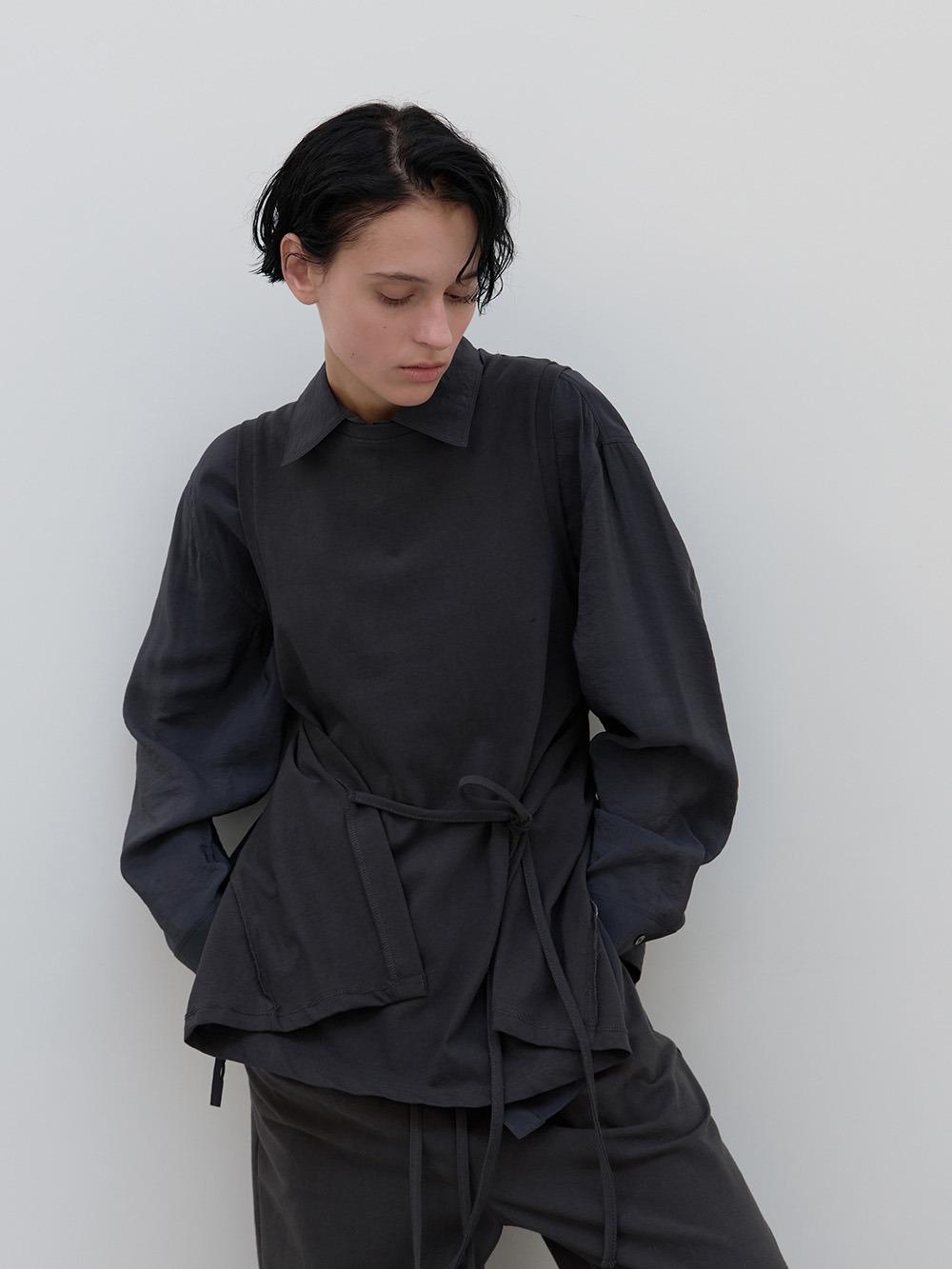 Open Back Tie Vest (charcoal)