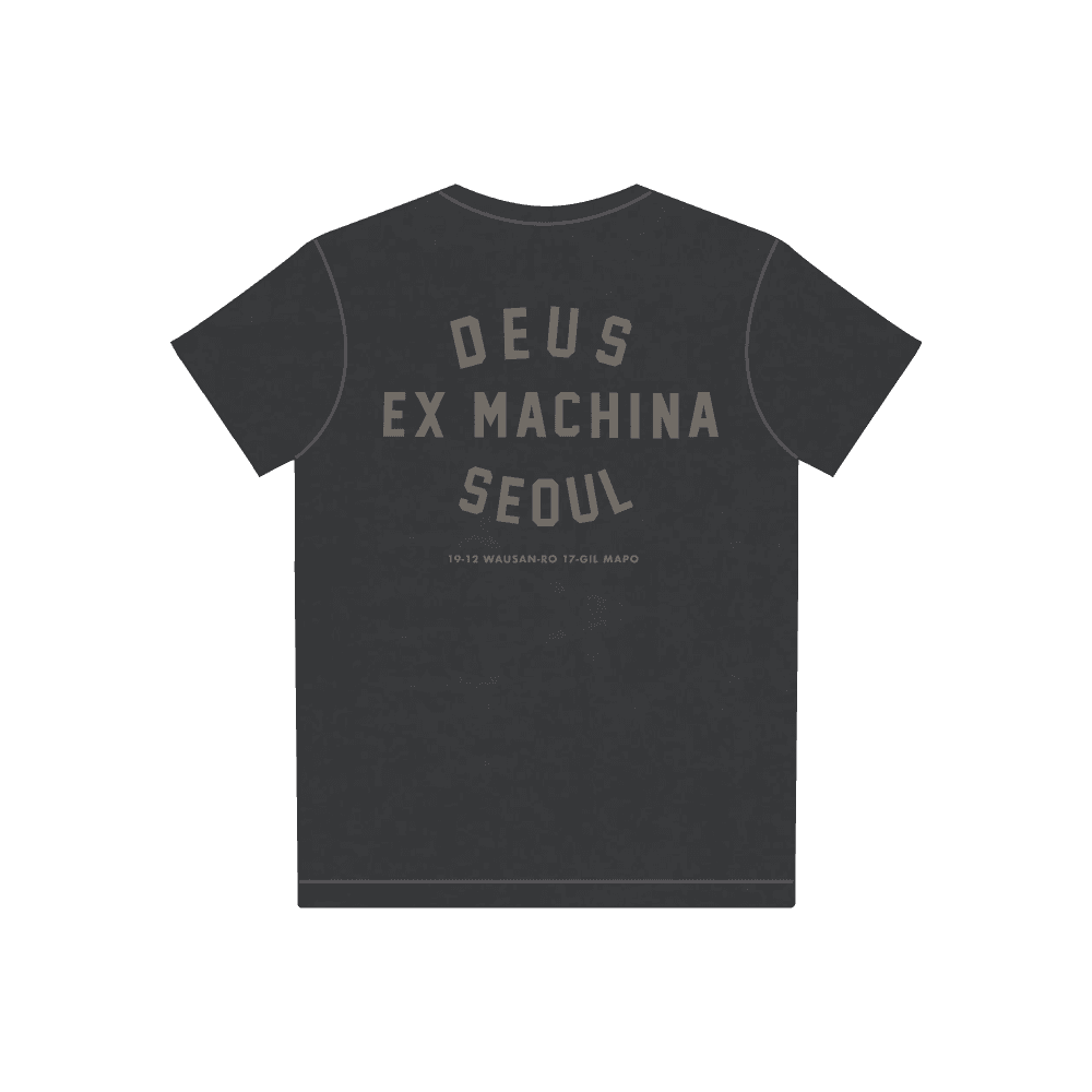 데우스 엑스 마키나 빈티지 워시드 서울 티셔츠 차콜 블랙