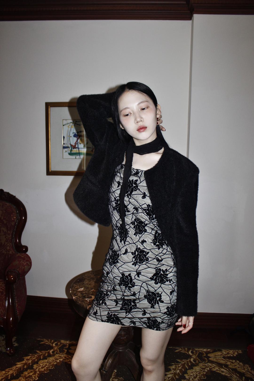 風流 Rose lace mini dress