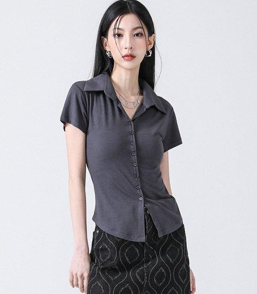 Sopy Collar Short-Sleeve CHARCOAL
