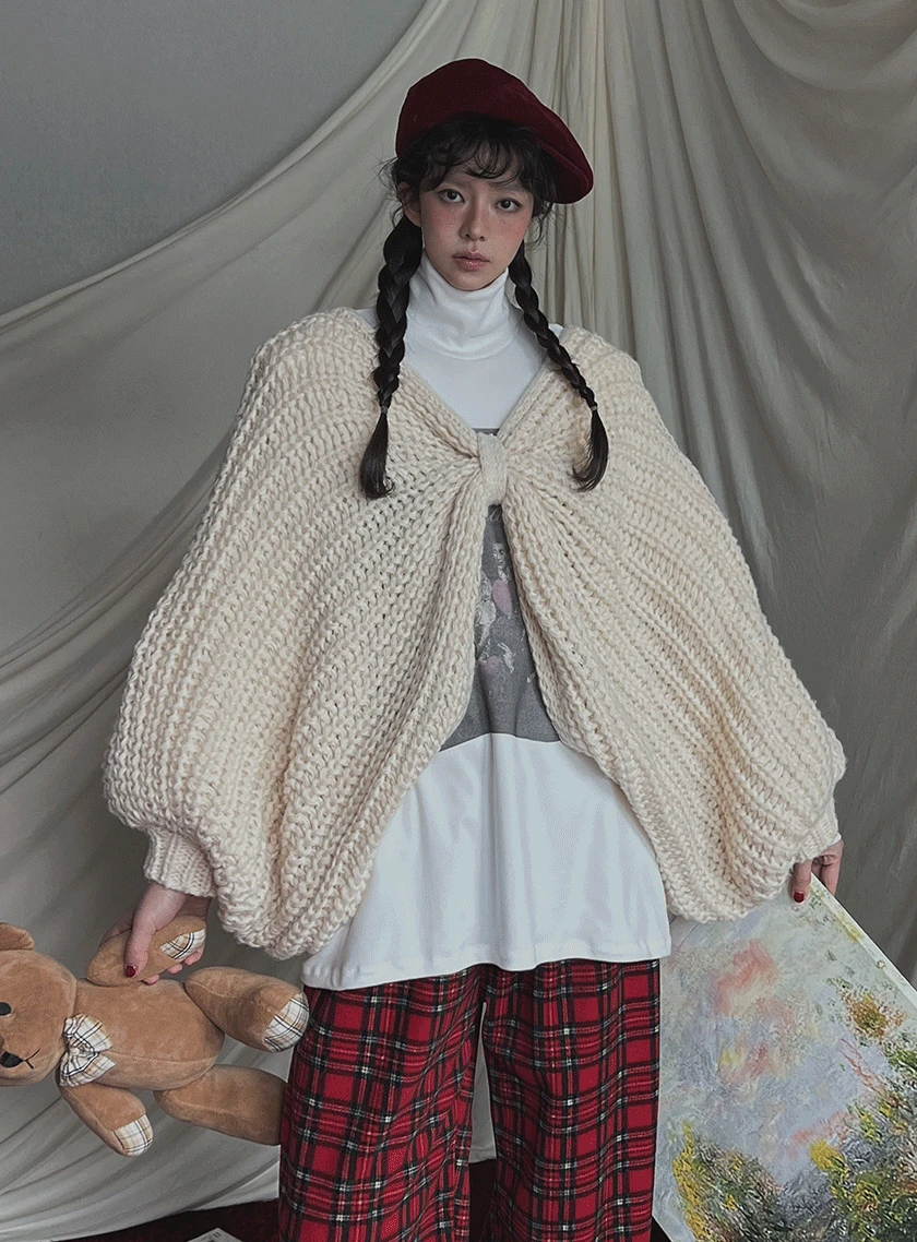 엑스 빅 리본 가디건&머플러