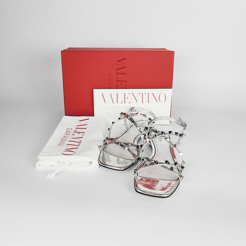 발렌티노 가라바니 실버 락스터드 스트랩 38 3W2S0HR8WRP 여성 샌들 8153022